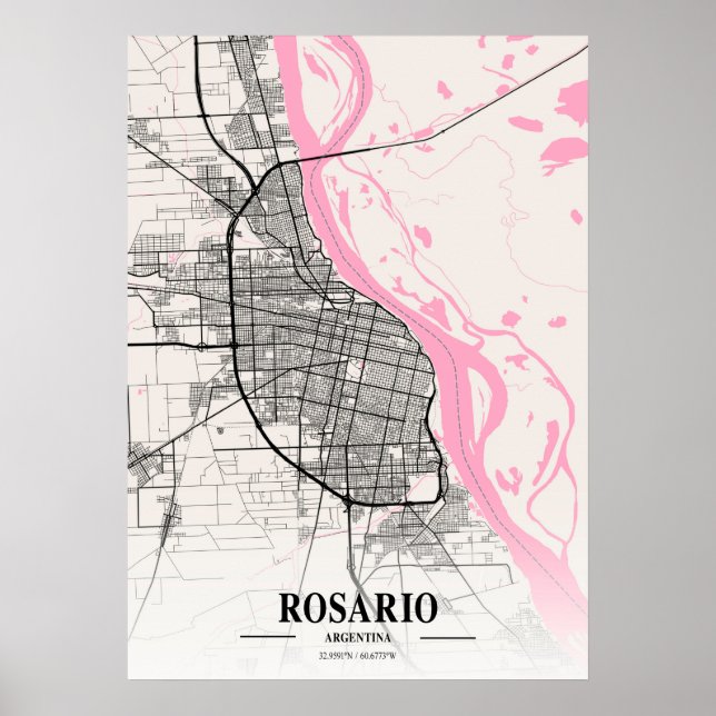 Rosario - Argentina Neapolitan City Map Poster (Front)