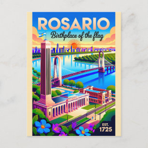 Rosario Argentina Retro Travel Poster Art Postcard