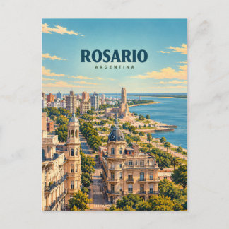 Rosario Argentina Vintage Travel Art Postcard