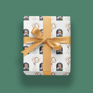 Rosary Beads Holy Communion Photo Catholic Wrapping Paper