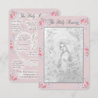 Rosary Prayer Card with my Original Drawing 