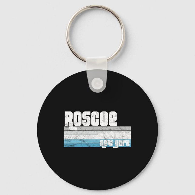 Roscoe New York Ny Retro Vacation Skiing Hiking Sn Key Ring (Front)