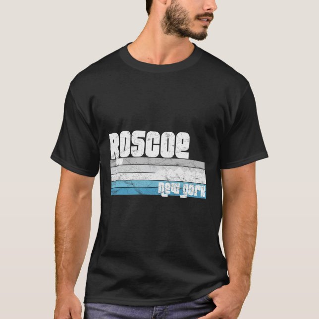 Roscoe New York Ny Retro Vacation Skiing Hiking Sn T-Shirt (Front)