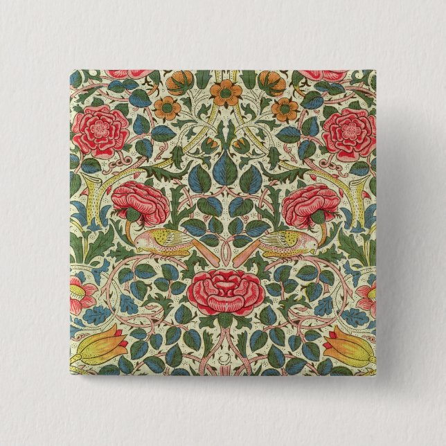 'Rose', 1883 (printed cotton) 15 Cm Square Badge (Front)
