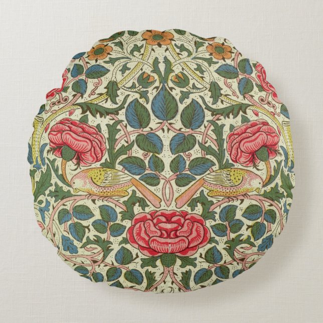 'Rose', 1883 (printed cotton) Round Cushion (Front)