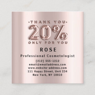 Rose 20% Off Discount Logo Hair Gold Pink Metallic Appointment Card