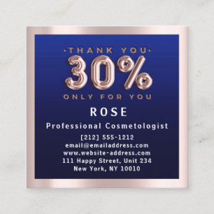 Rose 30% Off Discount Logo Hair Navy Blue Balloon Appointment Card