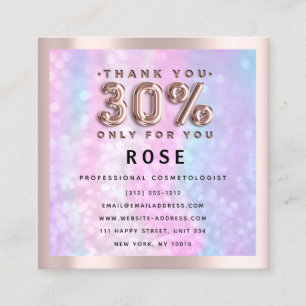 Rose 30% Off Discount Logo Holograph Promotional Appointment Card