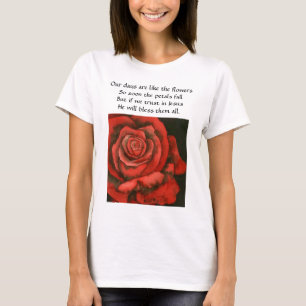 "Rose 3" art with "Petal Fall" poem T-Shirt