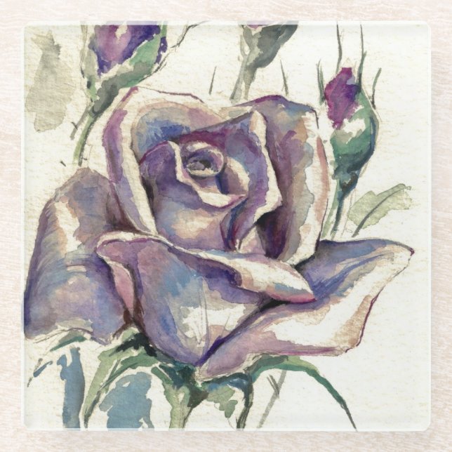 Rose 3 glass coaster (Front)