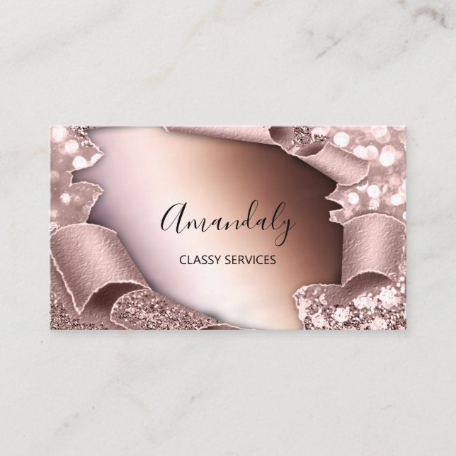Rose 3D Effect  Framed Elegant Makeup Pink Business Card (Front)
