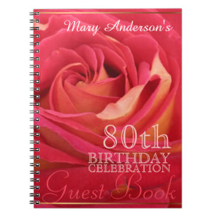 Rose 80th Birthday Celebration Custom Guest Book