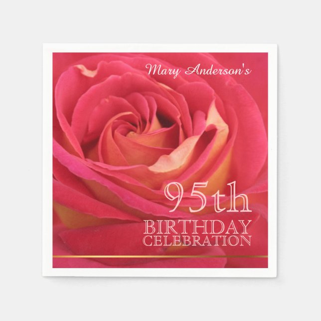 Rose 95th Birthday Celebration Paper Napkin 2 (Front)