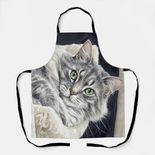 Rose a Cat with Striking Green Eyes Apron