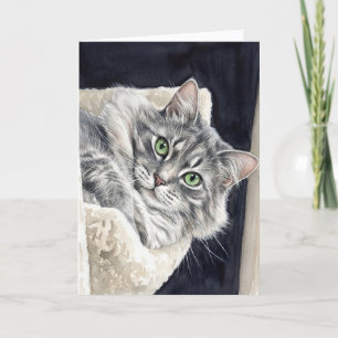 Rose a Cat with Striking Green Eyes Card