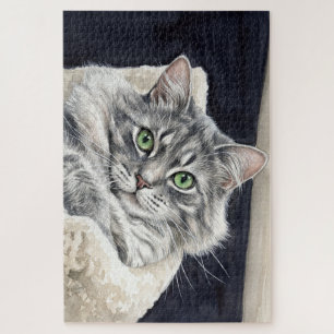 Rose a Cat with Striking Green Eyes Jigsaw Puzzle