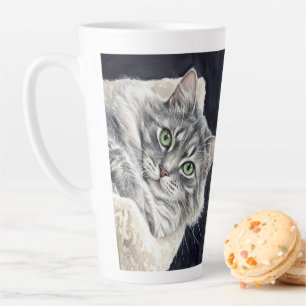 Rose a Cat with Striking Green Eyes Latte Mug