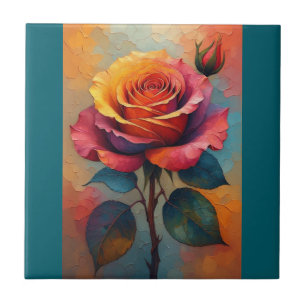 Rose Abstract Art Ceramic Tile