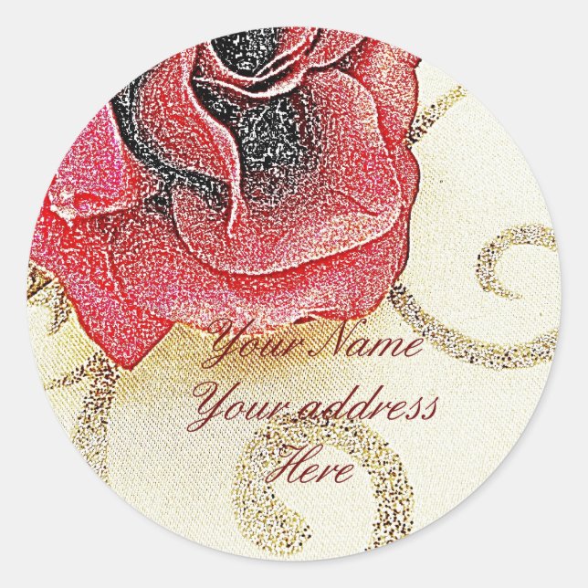 Rose Address Lables Classic Round Sticker (Front)
