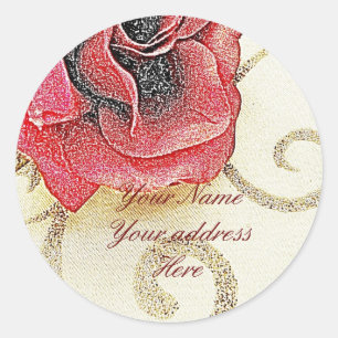 Rose Address Lables Classic Round Sticker