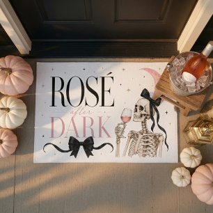 Rosé After Dark Skeleton Halloween  Doormat