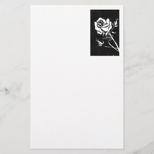 "Rose Alba" Floral Stationery (Front)