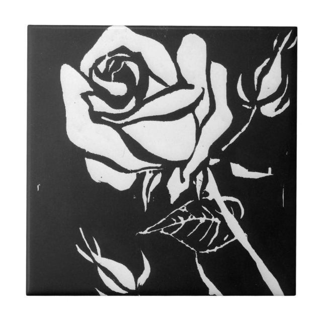 "Rose Alba" Kitchen Garden Ceramic  Tile (Front)