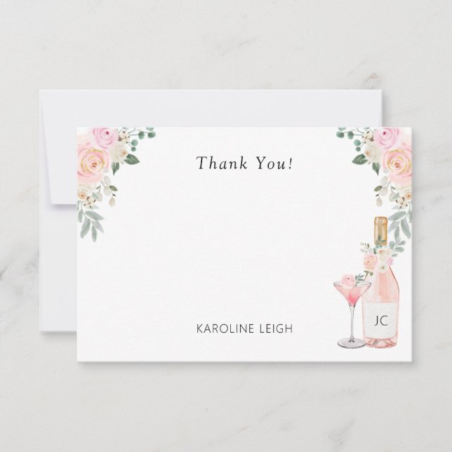 Rosé All Day Bridal Shower Thank You Card (Front)
