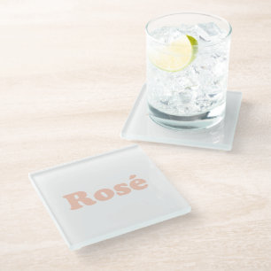 "Rose all day" Rose light pink white Glass Coaster