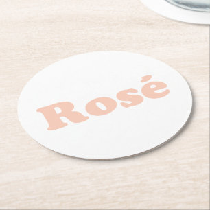 "Rose all day" Rose light pink white Round Paper Coaster