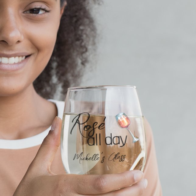 Rose All Day  Stemless Wine Glass (Creator Uploaded)
