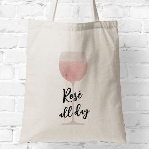 Rosé All Day Tall Wine Glass Tote Bag