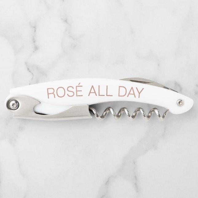 Rosé All Day | Trendy Faux Rose Gold Text Corkscrew (Front)