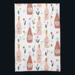 Rose ALL day wine lovers pattern Tea Towel<br><div class="desc">Check out this awesome towel with a fun illustration about wine. Customise with your text. Makes a great housewarming gift!  Check out my shop for more designs and colours too!</div>