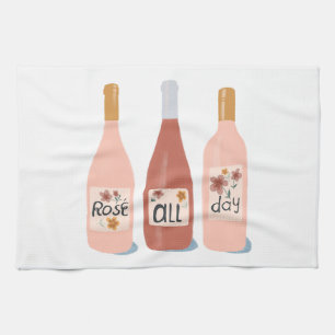 Rose ALL day wine lovers Tea Towel