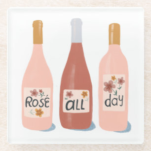 Rose all Day wine lovers wine coaster