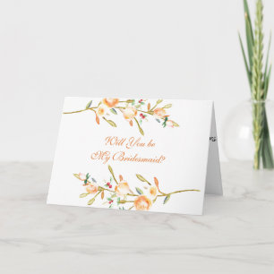 Rose and Berry Stems Will You Be My Bridesmaid? Card
