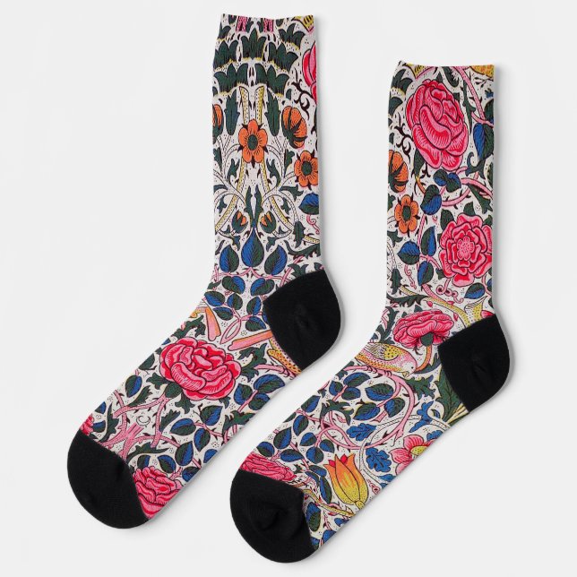 Rose and Bird, William Morris Socks (Left)