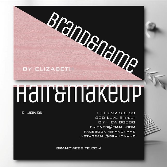 Rose and Black Pastel Pink Texture Modern Triangle Business Card (Creator Uploaded)