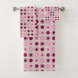 Rose and Burgundy Dots Bath Towel Set