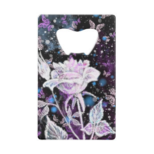 Rose and Butterflies Credit Card Bottle Opener