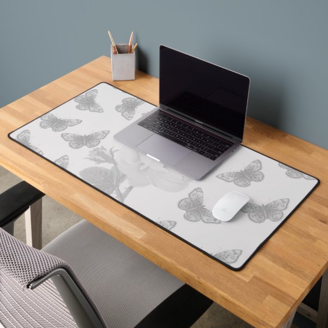 Rose and Butterflies Desk Mat (Office 2)