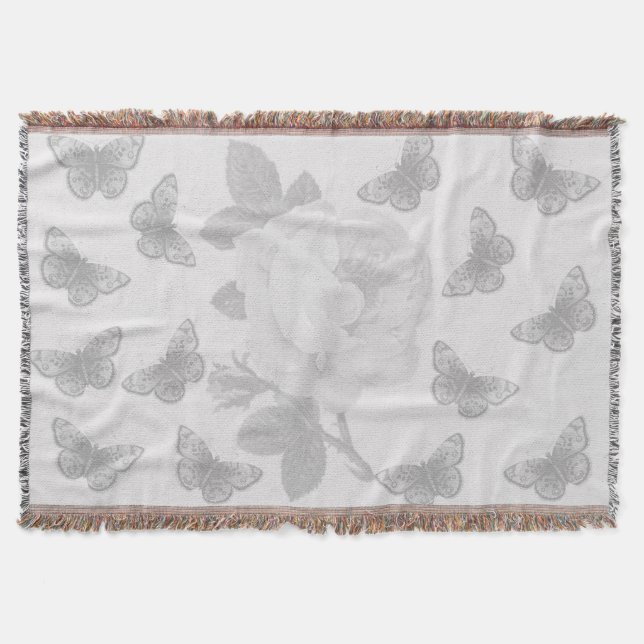 Rose and Butterflies Throw Blanket (Front)