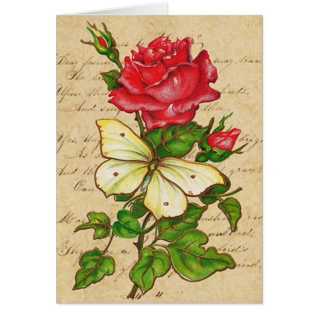 Rose and Butterfly Note (Front)