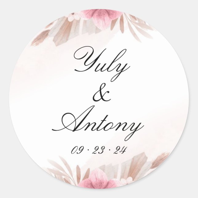 Rose and Champagne Boho Floral Seal (Front)