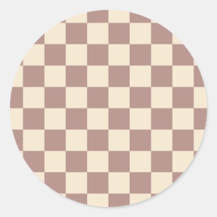 Rose and Champagne Chequerboard Classic Round Sticker