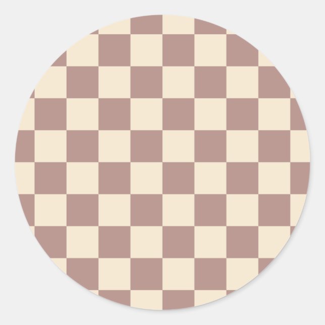 Rose and Champagne Chequerboard Classic Round Sticker (Front)