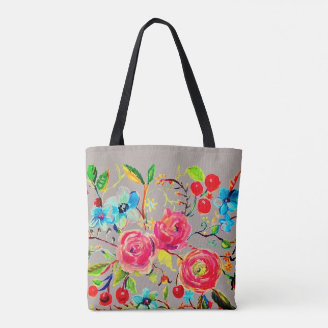 Rose and Cherry Blossom Customisable Tote Bag (Back)