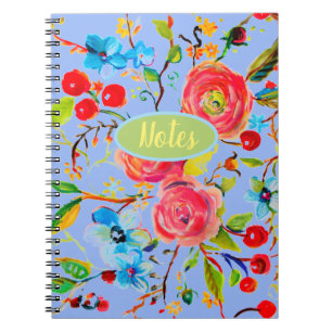 Rose and Cherry Blossom Periwinkle Notebook