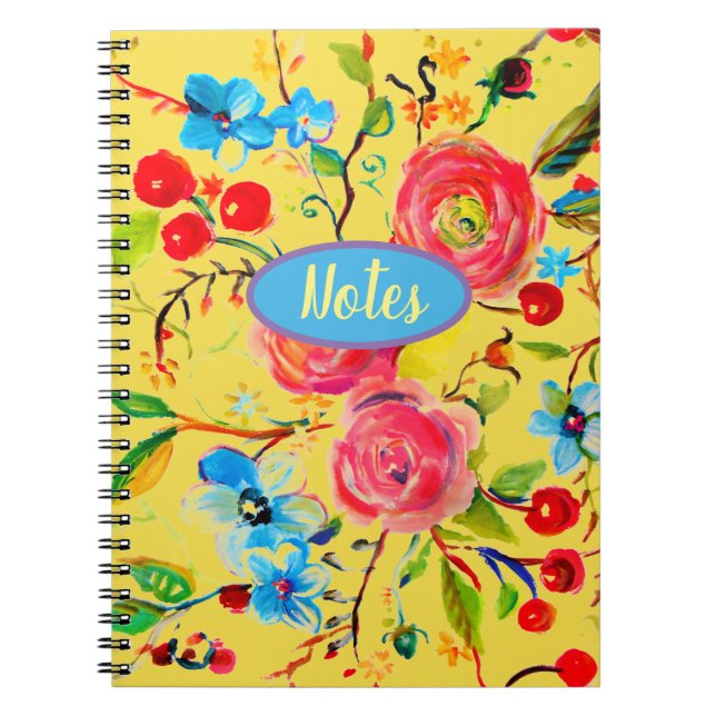 Rose and Cherry Blossom Sunshine Notebook (Front)